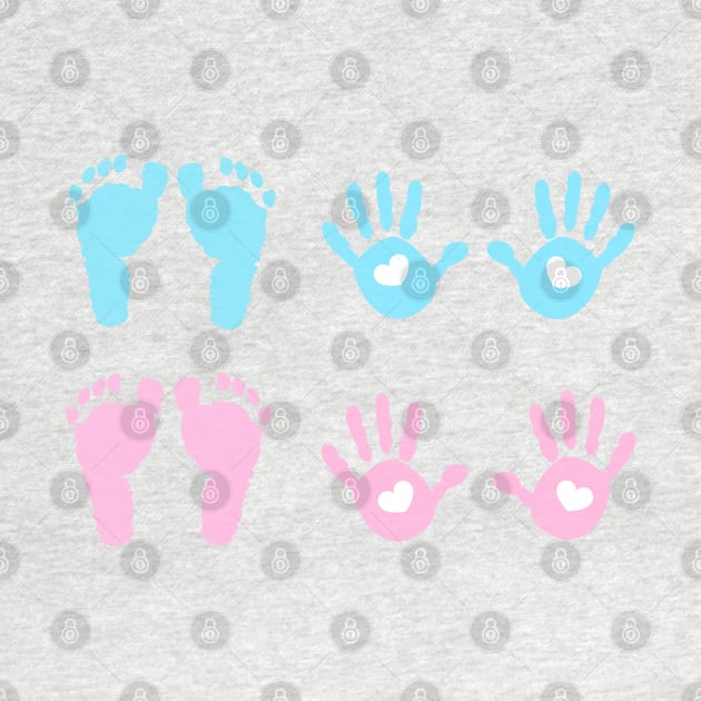 Baby girl and baby boy handprint and footprint by GULSENGUNEL